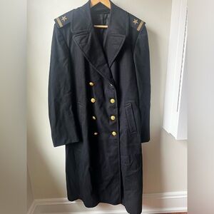 US NAVAL ACADEMY Wool Vintage Bridge Coat Peacoat Full Length Military Black 42L